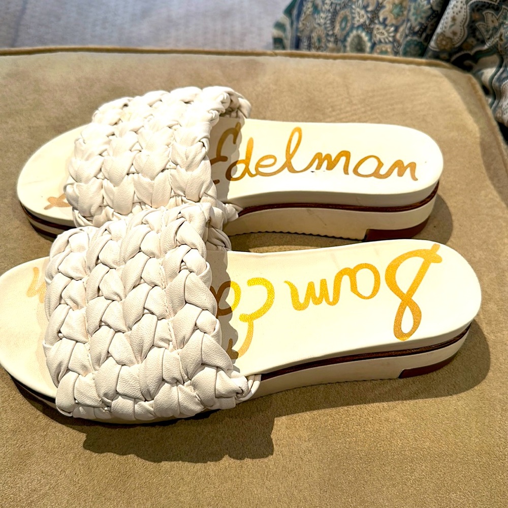 White weave leather Sam Edelman mules size 10